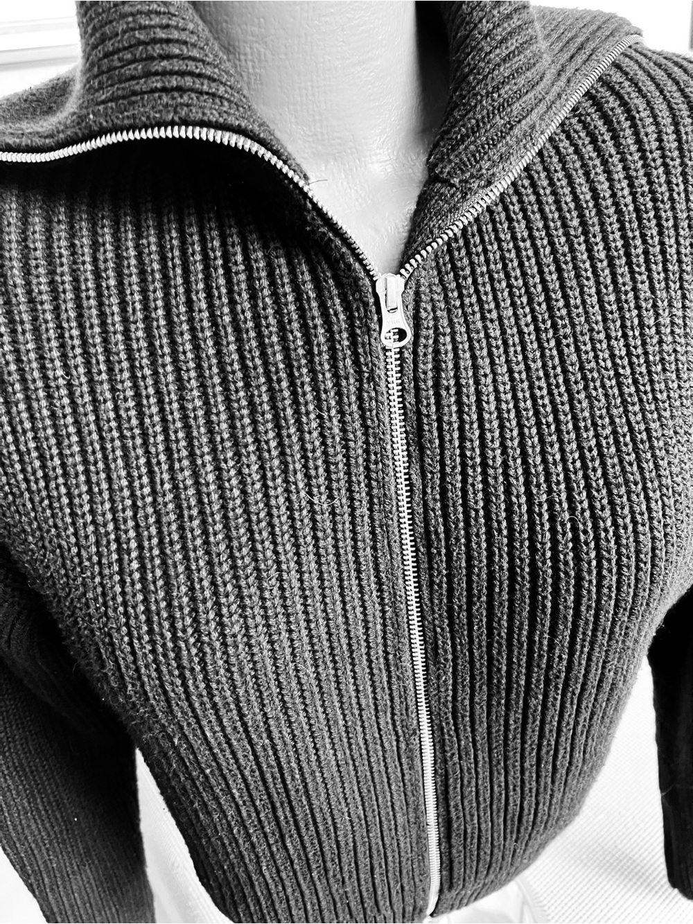 Everlane everyday cotton chunky front zip cardigan sweater organic cotton L - Picture 8 of 9